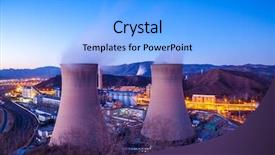  Presentation with nuclear - Cool new presentation design with nuclear - cooling tower of heavy industry backdrop and a light blue colored foreground