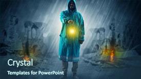  Presentation with catastrophe - Presentation theme consisting of nuclear - destroyed place after a catastrophe background and a ocean colored foreground