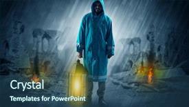  Presentation with catastrophe - Slides with nuclear - destroyed place after a catastrophe background and a ocean colored foreground