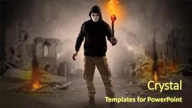  Presentation with catastrophe - Cool new theme with nuclear - destroyed place after a catastrophe backdrop and a tawny brown colored foreground