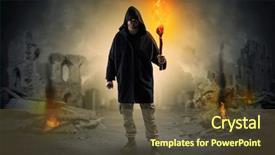  Presentation with catastrophe - Presentation with nuclear - destroyed place after a catastrophe background and a tawny brown colored foreground