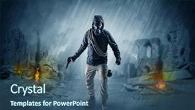  Presentation with catastrophe - PPT layouts enhanced with nuclear - destroyed place after a catastrophe background and a ocean colored foreground