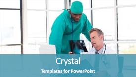  Presentation with doctor in hospital health insurance related icons healthcare person saving medical - Slides with nuclear - doctors looking at an x-ray background and a teal colored foreground