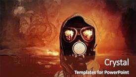  Presentation with ecology - Audience pleasing theme consisting of nuclear - image of man in gas backdrop and a tawny brown colored foreground