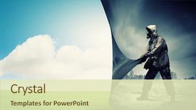  Presentation with nuclear - Presentation design featuring nuclear - image of man in gas background and a soft green colored foreground