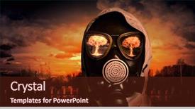  Presentation with ecology - PPT theme having nuclear - image of man in gas background and a tawny brown colored foreground