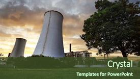  Presentation with industry - Presentation theme with nuclear - nature vs industry background and a tawny brown colored foreground
