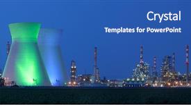  Presentation with blue night - Amazing theme having nuclear - panorama of power station backdrop and a ocean colored foreground