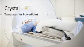  Presentation with mri - Slide deck enhanced with nuclear - patient wearing head coil background and a white colored foreground