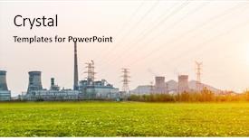  Presentation with nuclear power - Cool new slide deck with nuclear - power station during sunset backdrop and a cream colored foreground