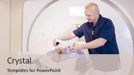  Presentation with radiologist - Cool new PPT theme with nuclear - radiologist putting headphones on female backdrop and a lemonade colored foreground