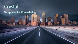  Presentation with nuclear - Slides with nuclear - road heading into a moody background and a ocean colored foreground