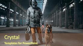  Presentation with pet - Slides with nuclear - stalker in gas mask background and a tawny brown colored foreground
