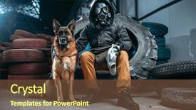  Presentation with gas - Cool new presentation theme with nuclear - stalker in gas mask backdrop and a tawny brown colored foreground