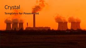  Presentation with burning coal - PPT layouts enhanced with nuclear - sunset and smoke background and a gray colored foreground