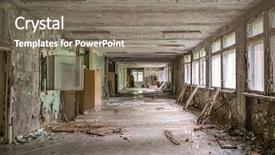  Presentation with windows doors - Colorful slide set enhanced with nuclear accidents - gloomy abandoned school corridor backdrop and a gray colored foreground