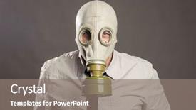  Presentation with biohazard - Amazing PPT theme having nuclear biohazard - businessman hand wearing a gas backdrop and a gray colored foreground
