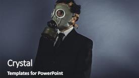  Presentation with gas - Colorful presentation theme enhanced with nuclear biohazard - businessman with gas mask concept backdrop and a dark gray colored foreground