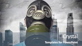  Presentation with oil and gas - Presentation theme consisting of nuclear biohazard - businessman with gas mask background and a  colored foreground