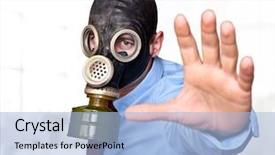  Presentation with biohazard - Audience pleasing PPT layouts consisting of nuclear biohazard - businessman with gas mask backdrop and a  colored foreground
