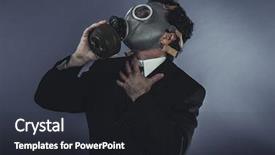  Presentation with society - Cool new presentation design with nuclear biohazard - businessman with protective mask concept backdrop and a dark gray colored foreground
