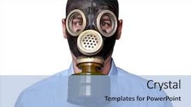  Presentation with biohazard - Audience pleasing slides consisting of nuclear biohazard - caucasian man with gas mask backdrop and a  colored foreground