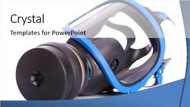  Presentation with biohazard - Amazing PPT theme having nuclear biohazard - gas mask isolated on white backdrop and a  colored foreground