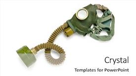  Presentation with nuclear weapons and gas mask - Slide deck consisting of nuclear biohazard - gas mask isolated background and a  colored foreground