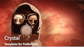  Presentation with biohazard - Amazing presentation theme having nuclear biohazard - image of man in gas backdrop and a tawny brown colored foreground