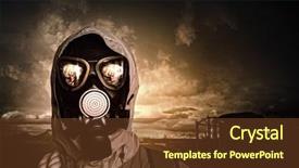  Presentation with ecology - PPT theme consisting of nuclear biohazard - image of man in gas background and a tawny brown colored foreground