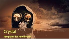  Presentation with ecology - Slide deck with nuclear biohazard - image of man in gas background and a tawny brown colored foreground
