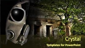  Presentation with biohazard - Audience pleasing slides consisting of nuclear biohazard - man in gas mask apocalypse backdrop and a  colored foreground