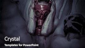  Presentation with biohazard - Slide set featuring nuclear biohazard - man with gas black mask background and a wine colored foreground