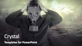  Presentation with nuclear disaster - Amazing theme having nuclear biohazard - risk business man ecological disaster backdrop and a dark gray colored foreground