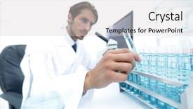  Presentation with nuclear - Amazing presentation having nuclear biological - chemist looking at test-tubes backdrop and a light gray colored foreground