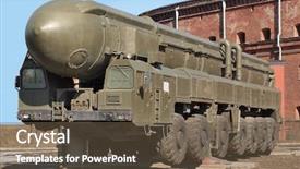  Presentation with missiles - Slides featuring nuclear cars - photos of russian ballistic missiles background and a tawny brown colored foreground
