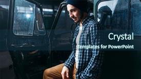  Presentation with air pollution car - Theme featuring nuclear cars - stalker traveler against abandoned car background and a ocean colored foreground