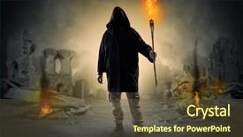  Presentation with catastrophe - Amazing presentation design having nuclear disaster - destroyed place after a catastrophe backdrop and a tawny brown colored foreground