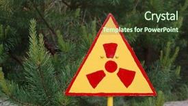  Presentation with nuclear disaster - Slide deck with nuclear disaster - lost city near chernobyl area background and a tawny brown colored foreground