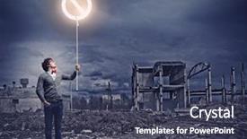  Presentation with stop - PPT theme featuring nuclear disaster - young man and stop sign background and a tawny brown colored foreground