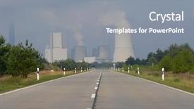  Presentation with power engineering - Theme consisting of nuclear engineering - coal burning power station kraftwerk background and a gray colored foreground