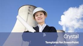  Presentation with nuclear - Amazing presentation design having nuclear engineering - engineer in front of cooling backdrop and a ocean colored foreground