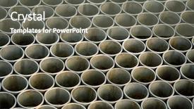  Presentation with nuclear - Colorful presentation design enhanced with nuclear engineering - metallic pipes backdrop and a gray colored foreground