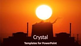  Presentation with nuclear energy - Theme with nuclear engineering - power plant on the sunset background and a wine colored foreground