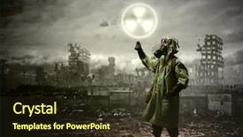  Presentation with radioactivity - Slides having nuclear explosion - image of man in gas background and a tawny brown colored foreground