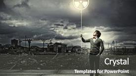  Presentation with recycle - Presentation theme consisting of nuclear explosion - young man with a recycle background and a dark gray colored foreground