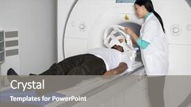  Presentation with mask - Colorful PPT theme enhanced with nuclear magnetic resonance - doctor fixing mask to patient backdrop and a gray colored foreground