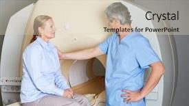  Presentation with mri - Audience pleasing theme consisting of nuclear magnetic resonance - male radiologic technician comforting female backdrop and a soft green colored foreground