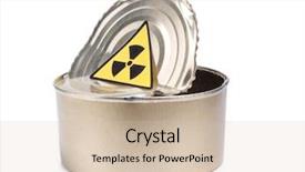  Presentation with radiation - Slides consisting of food safety packaging - tin and radiation sign background and a soft green colored foreground