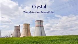  Presentation with nuclear energy - Beautiful PPT theme featuring nuclear plant - energy station backdrop and a lemonade colored foreground